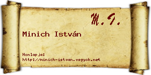 Minich István névjegykártya